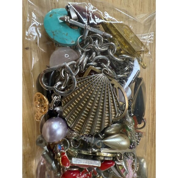 Charm & Small Pendant Lot With Silver Tone Toggle Bracelet For DIY Jewelry Craft - Picture 5 of 12